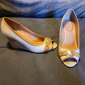 Tommy Hilfiger Tatiana women size 8 M cork wedge peep toe heels